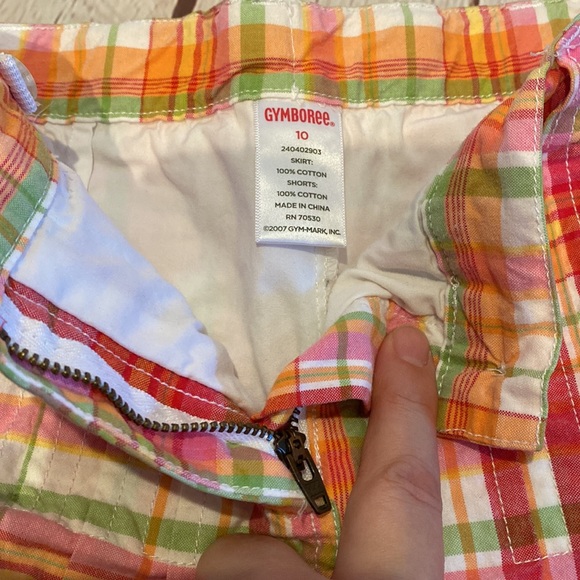 Gymboree Sherbert Madras Plaid Button/Zip Skort - Picture 5 of 5